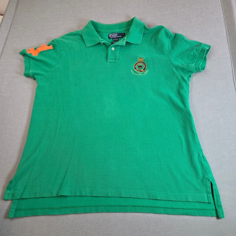 Polo Ralph Lauren Custom Fit Green Crest Polo Shirt XL #4 Sleeve